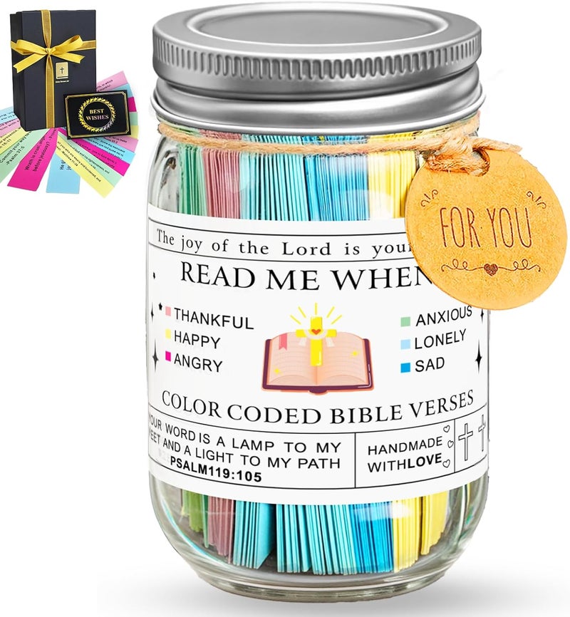 Miccillot Bible Verse Jar with 90 Scripture Cards & Alloy Lid - Read Me When for Daily Encouragement, Prayer and Reflection - Christian Catholic Gifts for Women, Men, Teens - Ideal Christmas, Birthday Gift - Image 1